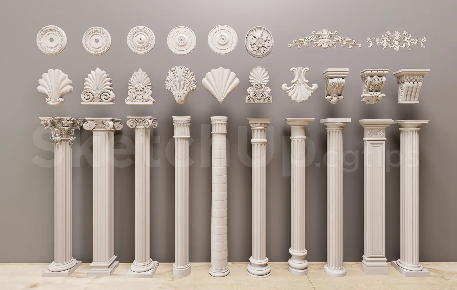 Classical Roman Greek Column and Molding