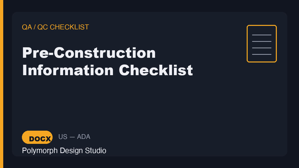 Pre-Construction Information Checklist