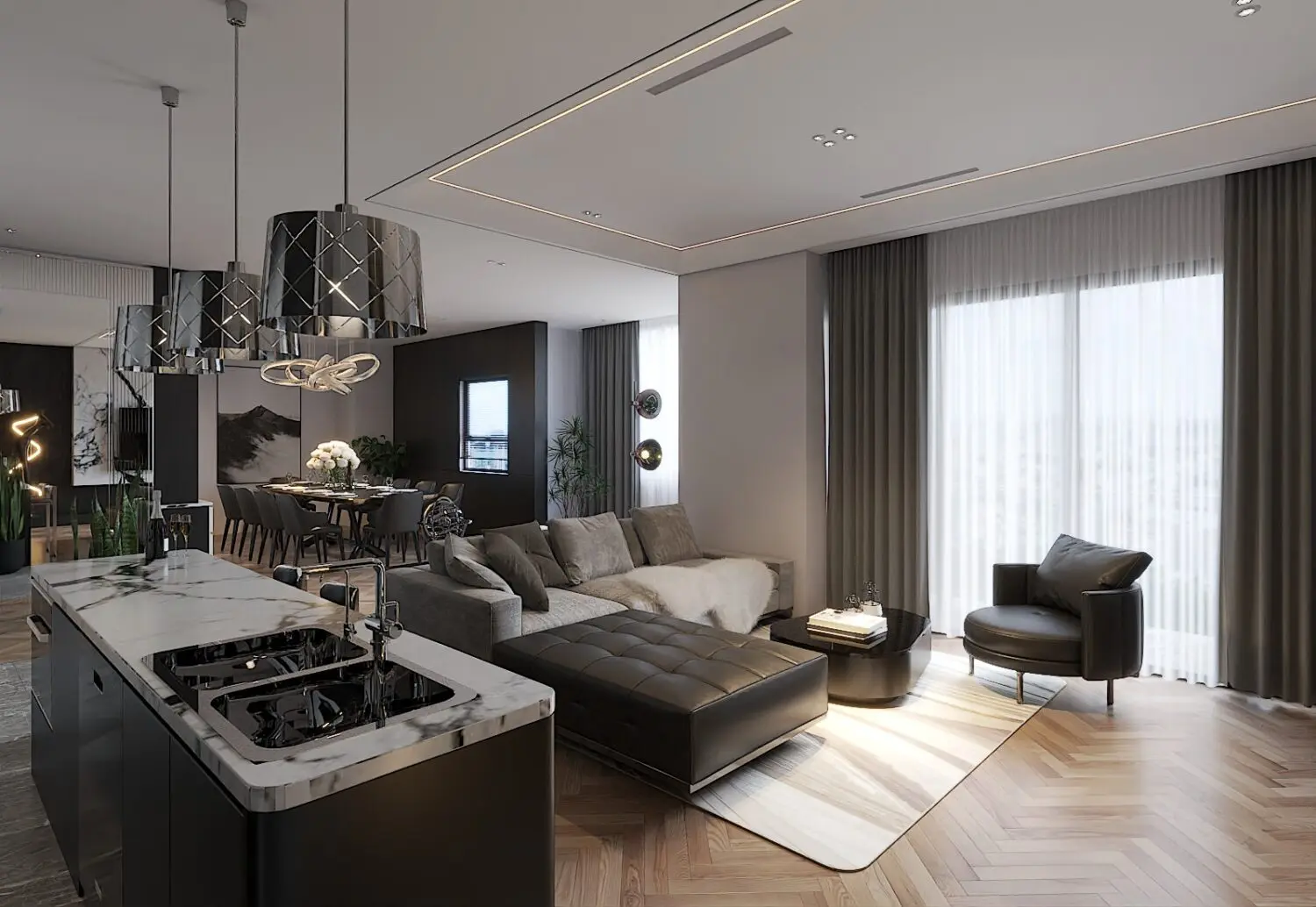 Living Room – Kitchen Interior