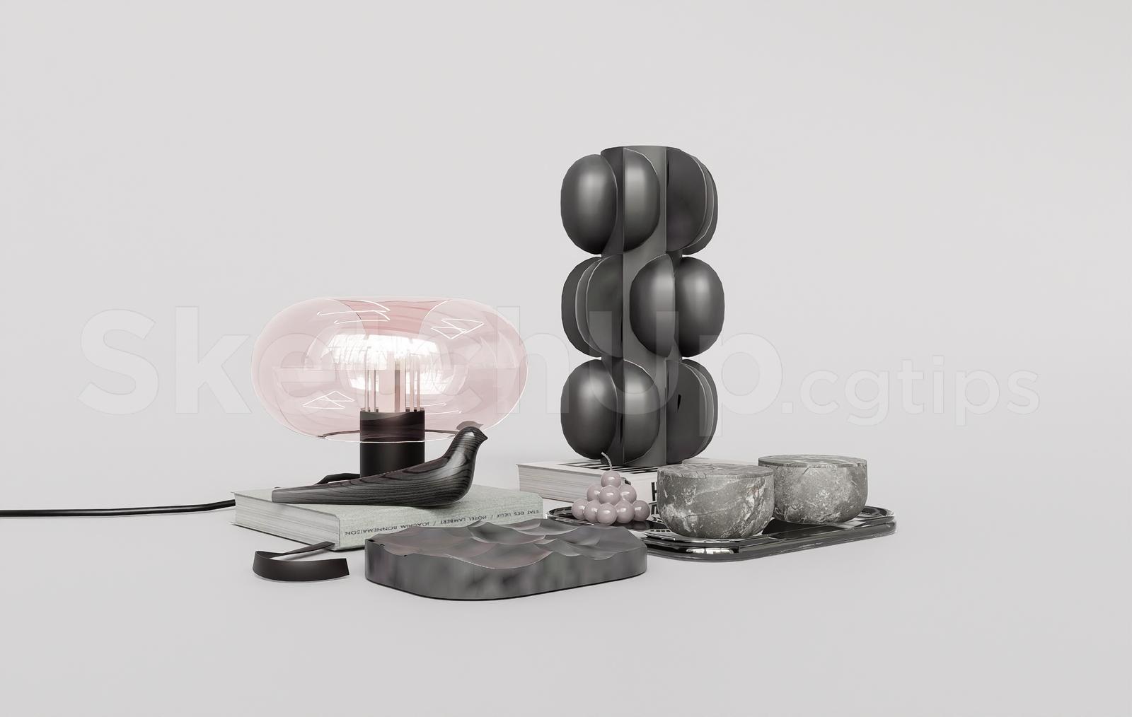 Modernist Glass Lamp and Sculptural Vases