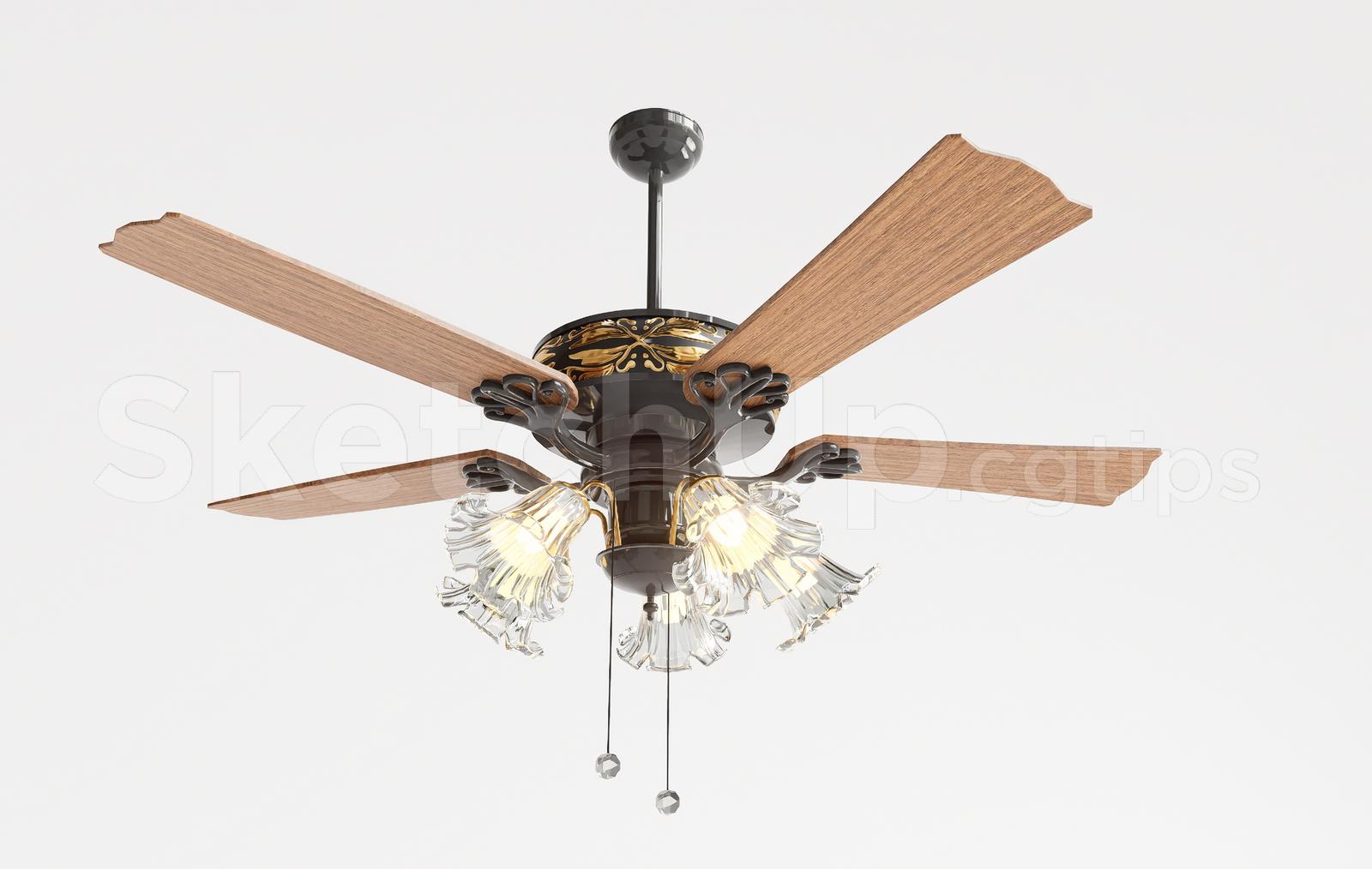 Traditional Wooden Ceiling Fan with Lamp