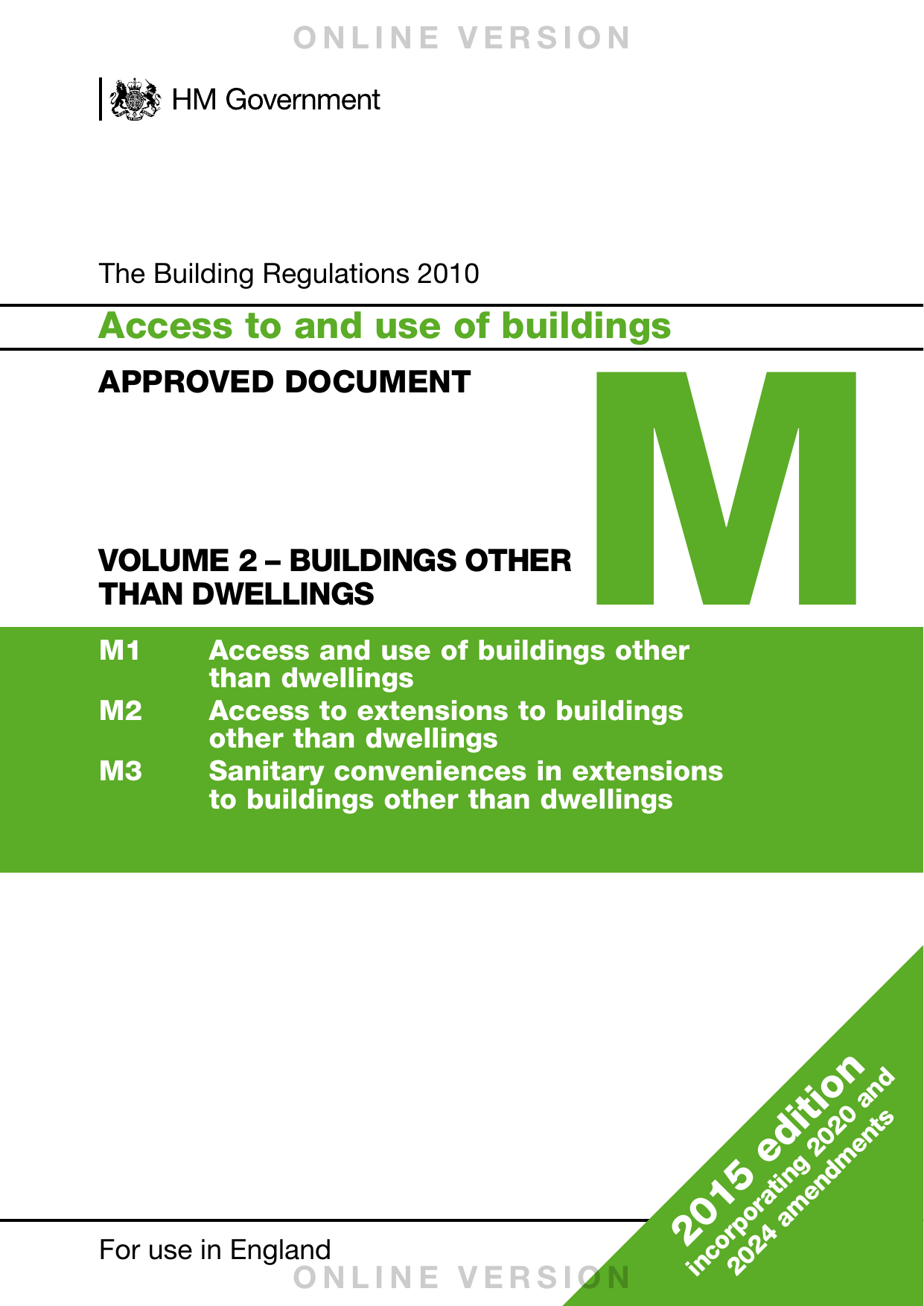 Approved Document M: Access to and use of buildings — Volume 2