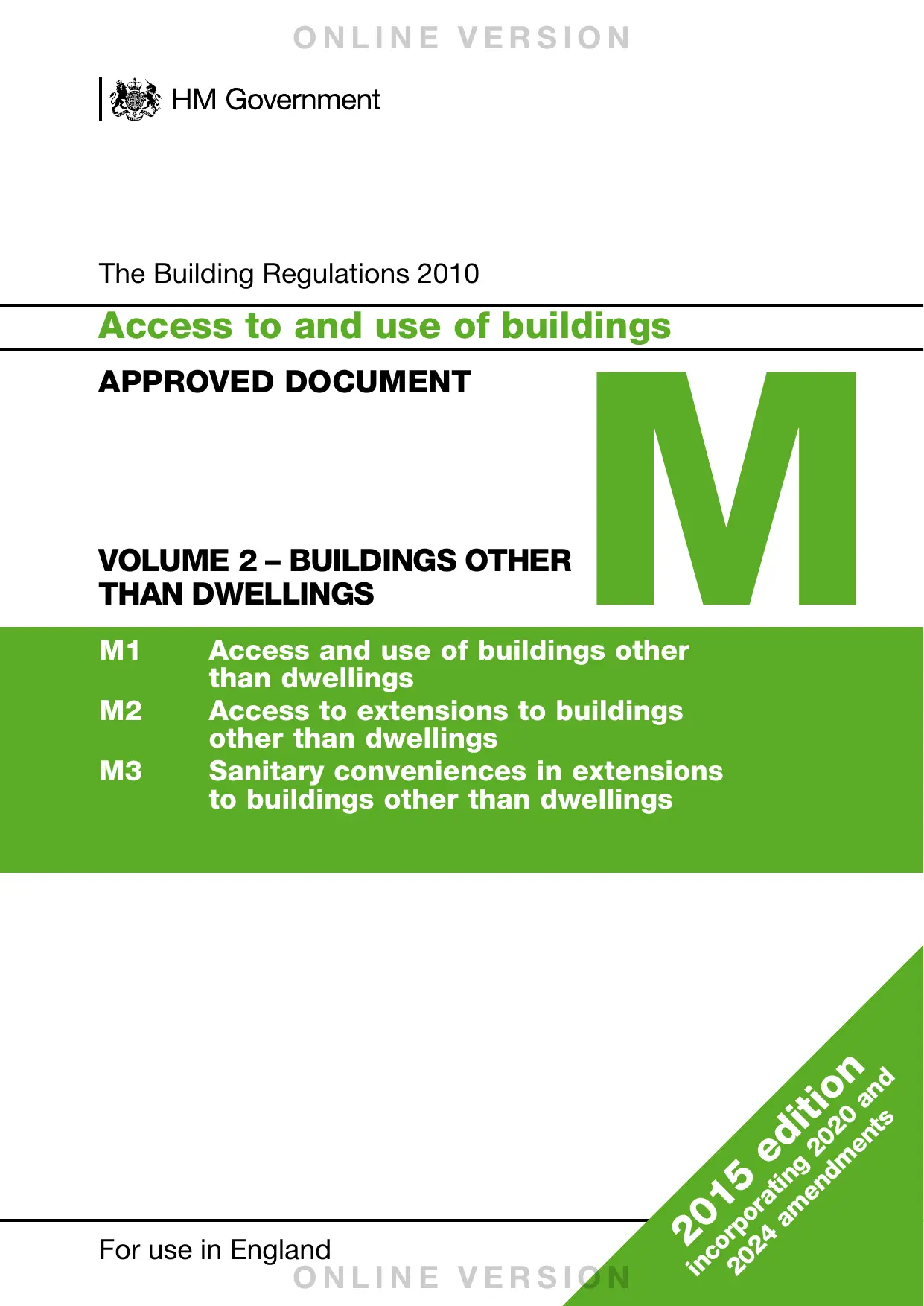 Approved Document M: Access to and use of buildings — Volume 2