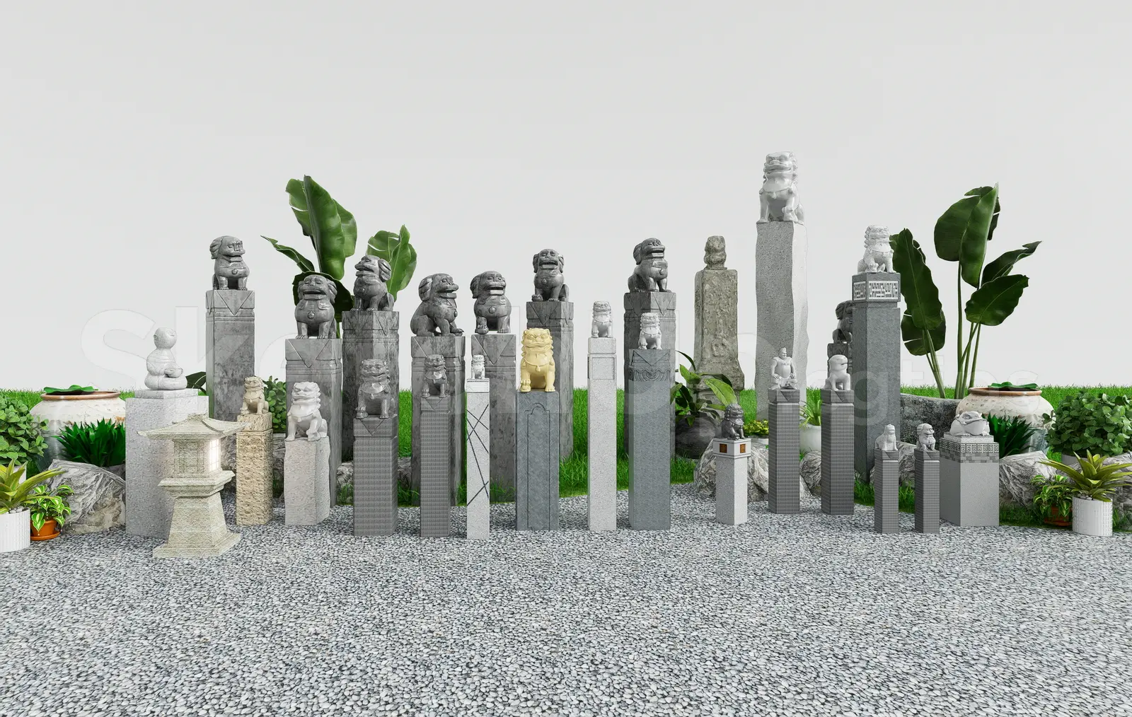 Japanese Stone Garden Statues
