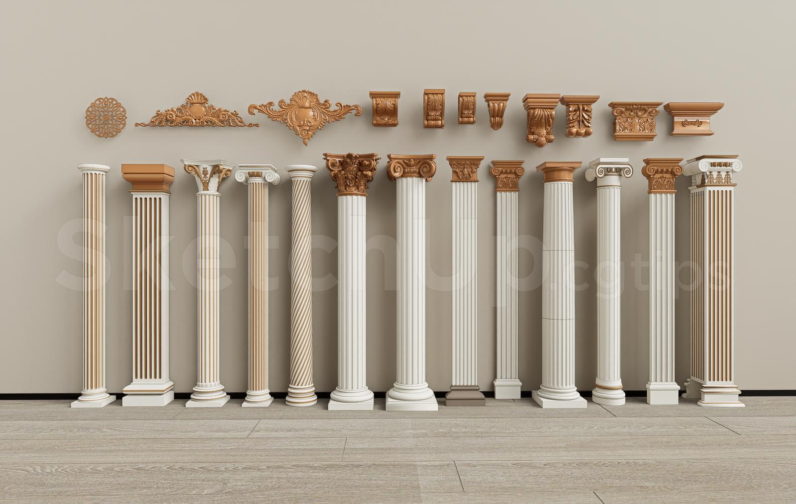 Neoclassical Roman and Greek Pillars