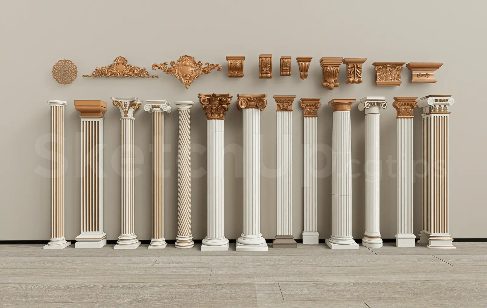 Neoclassical Roman and Greek Pillars