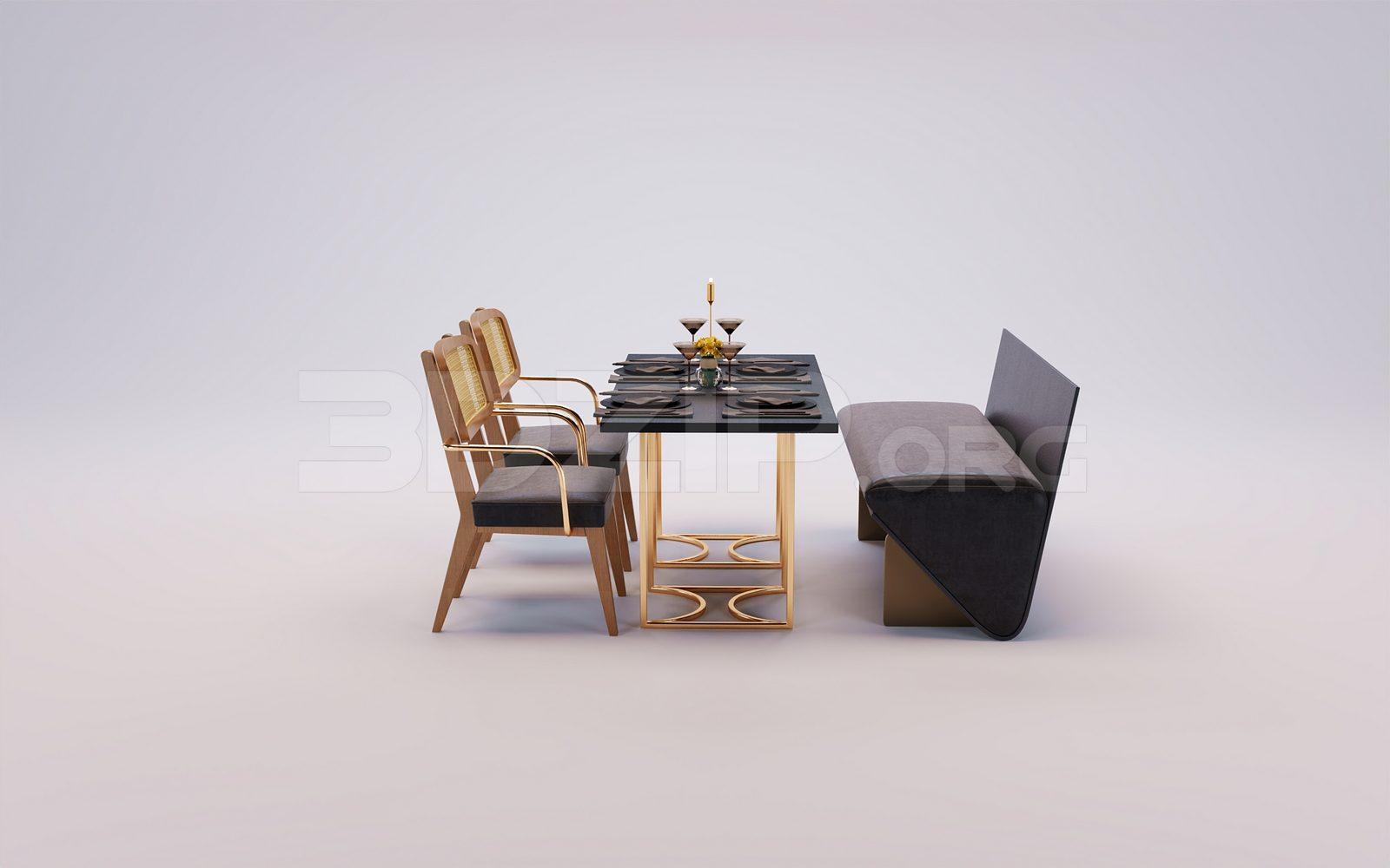Dining Table And Chair — preview 1 (3dzip)