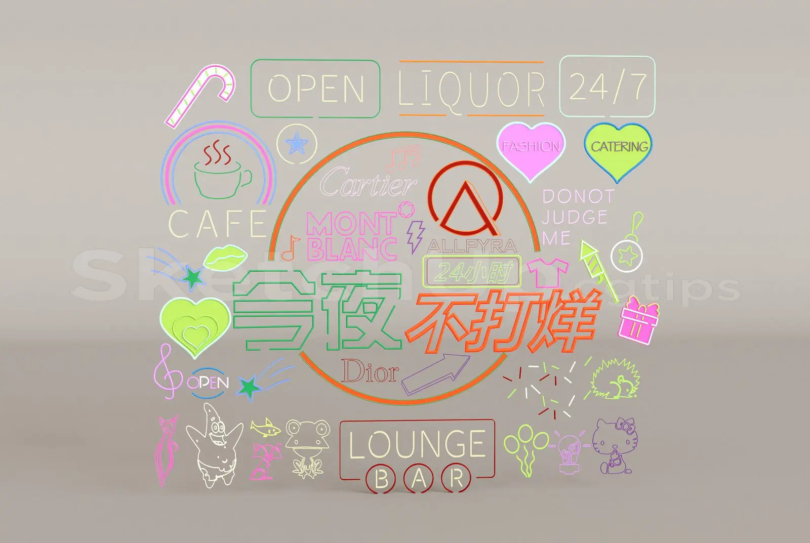 Neon Light Set — preview 1 (cgtips)