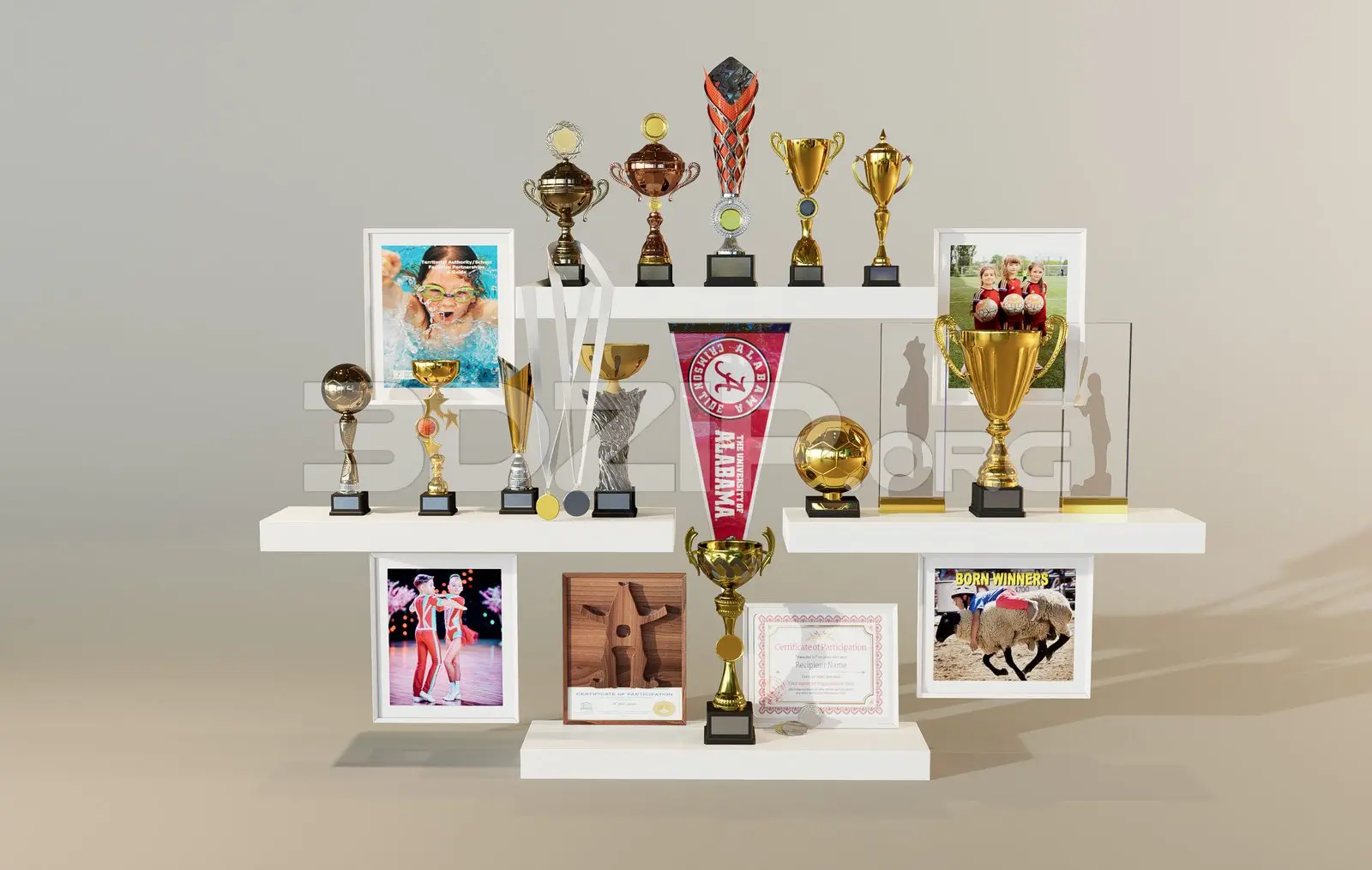 Various Types Of Trophies And Cups