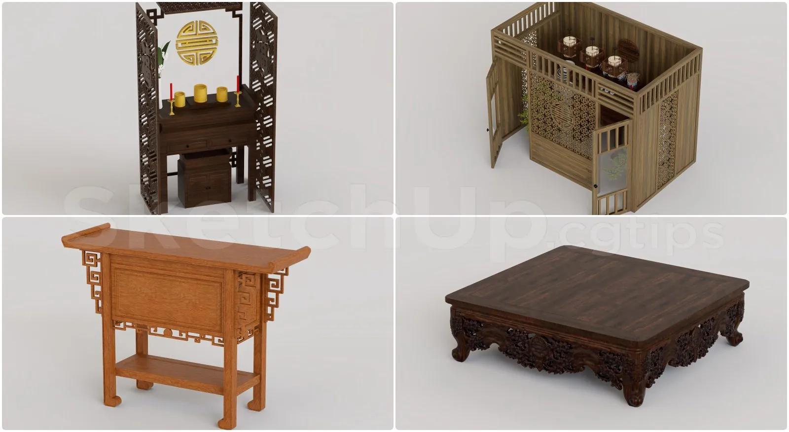 thư viện 3D Sketchup phụ kiện Phòng Thờ