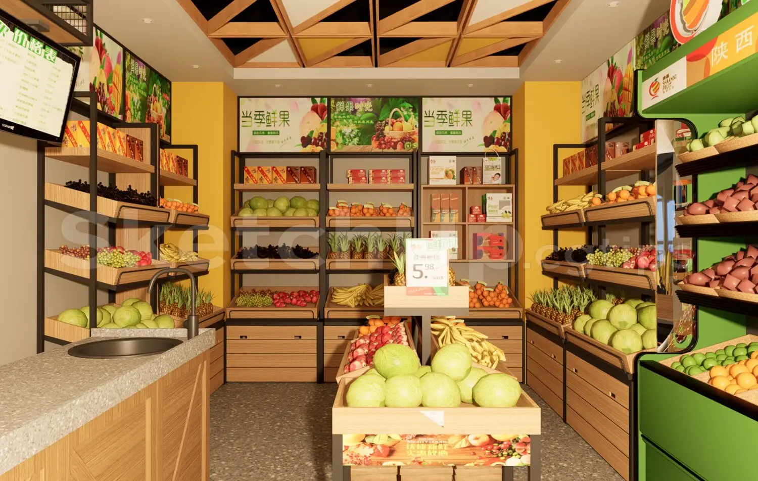 A shop selling fruits and vegetables