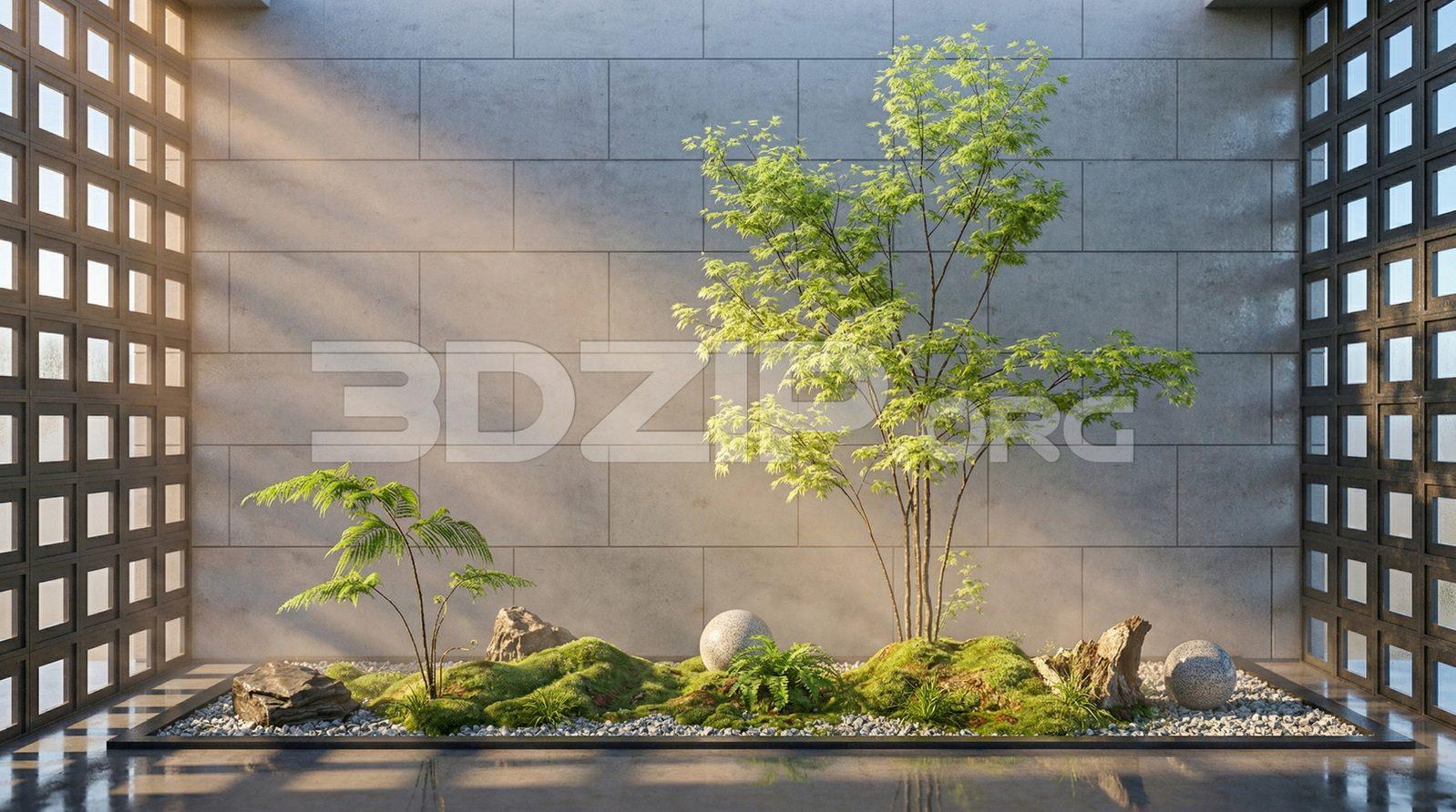 Photorealistic Moss and Stone Shaders Architectural Render