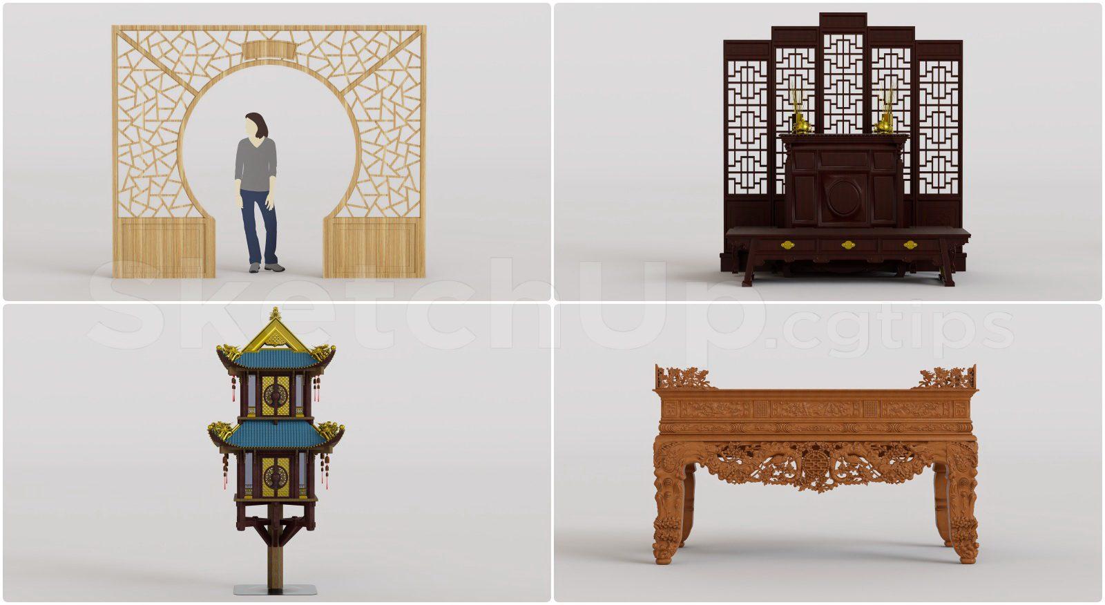 thư viện 3D Sketchup phụ kiện Phòng Thờ