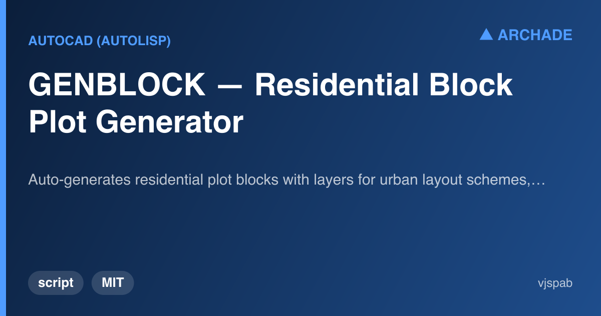 GENBLOCK — Residential Block Plot Generator