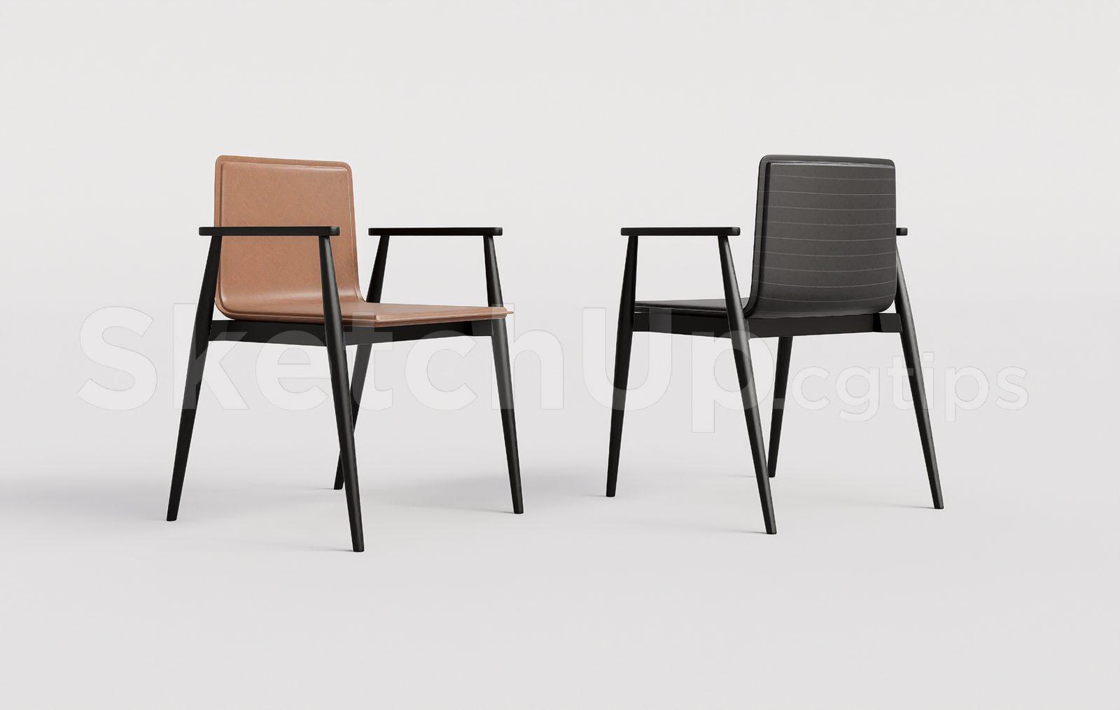 Modern Leather Armchair with Wooden Legs