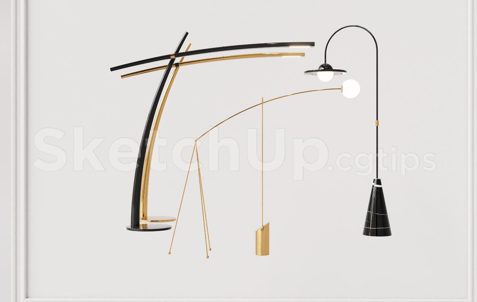 Modern Floor Lamp SketchUp Model – Luxury Decorative Lighting Fixture 3D Design — preview 1 (cgtips)