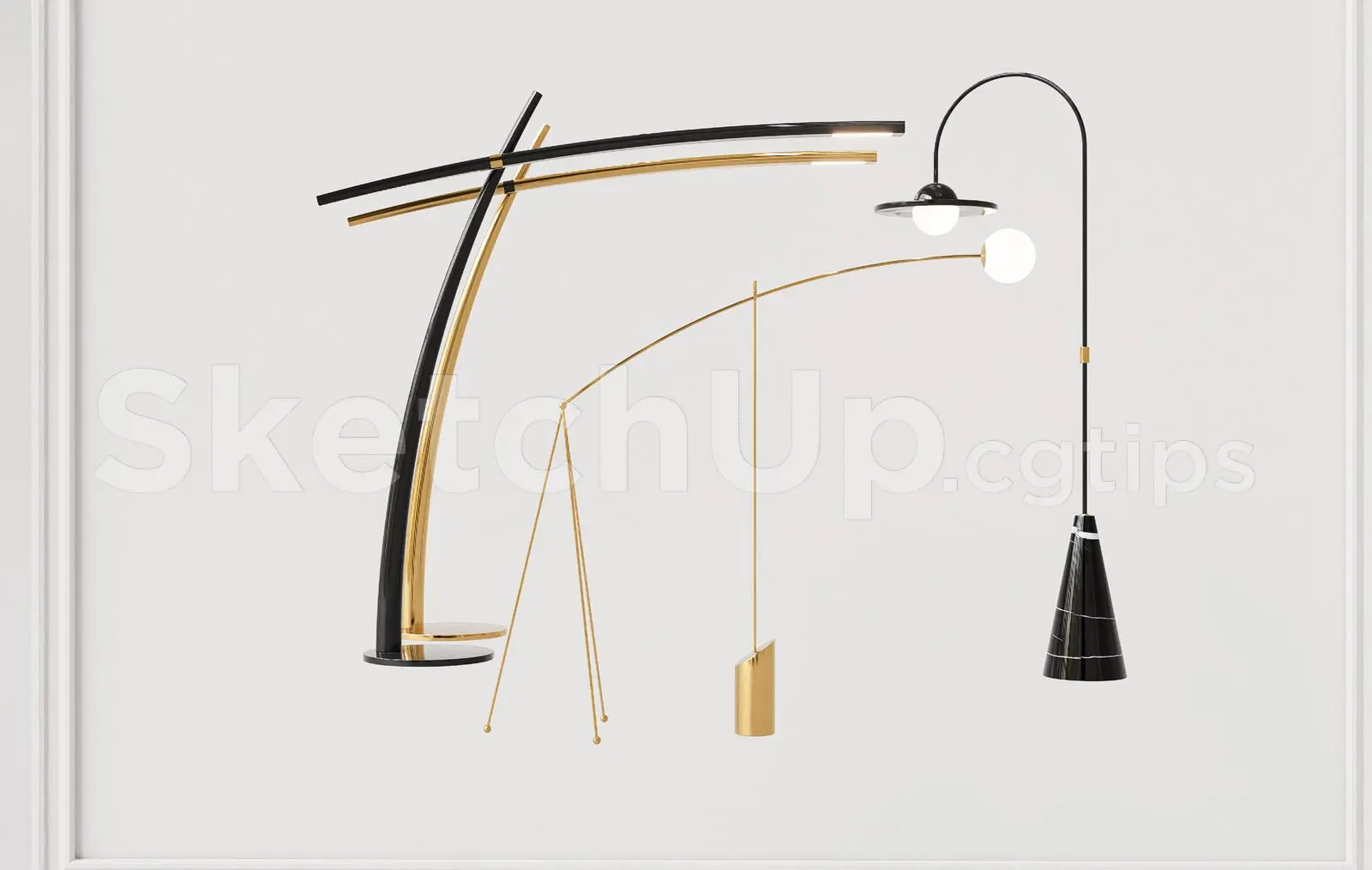 Modern Floor Lamp SketchUp Model – Luxury Decorative Lighting Fixture 3D Design — preview 1 (cgtips)