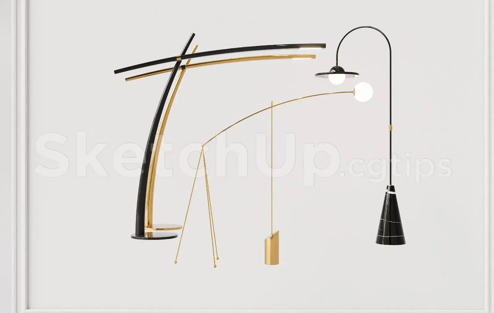 Modern Floor Lamp SketchUp Model – Luxury Decorative Lighting Fixture 3D Design