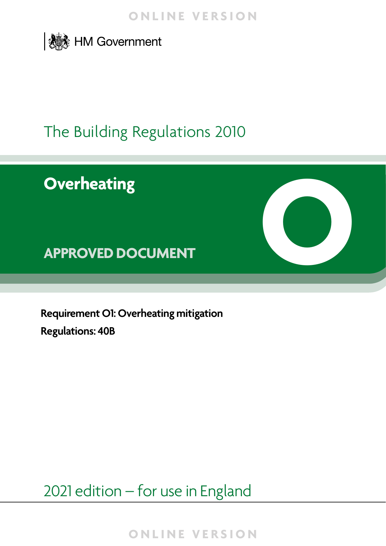 Approved Document O: Overheating
