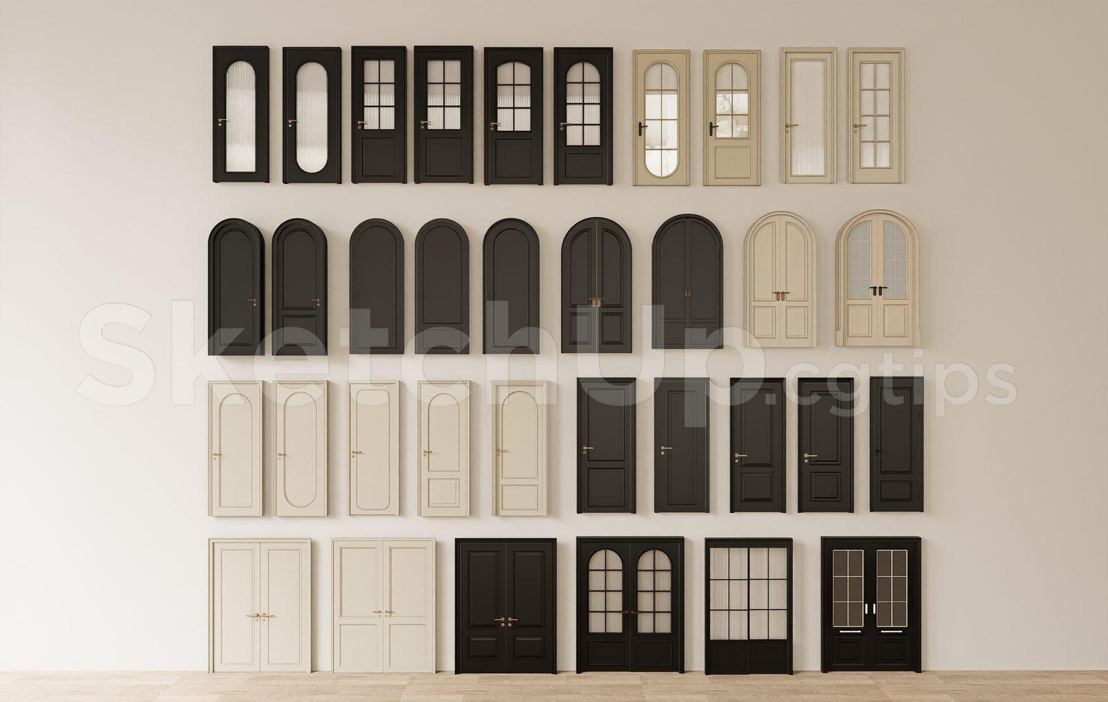 Luxury Wooden Door SketchUp Model Pack for Interior Design