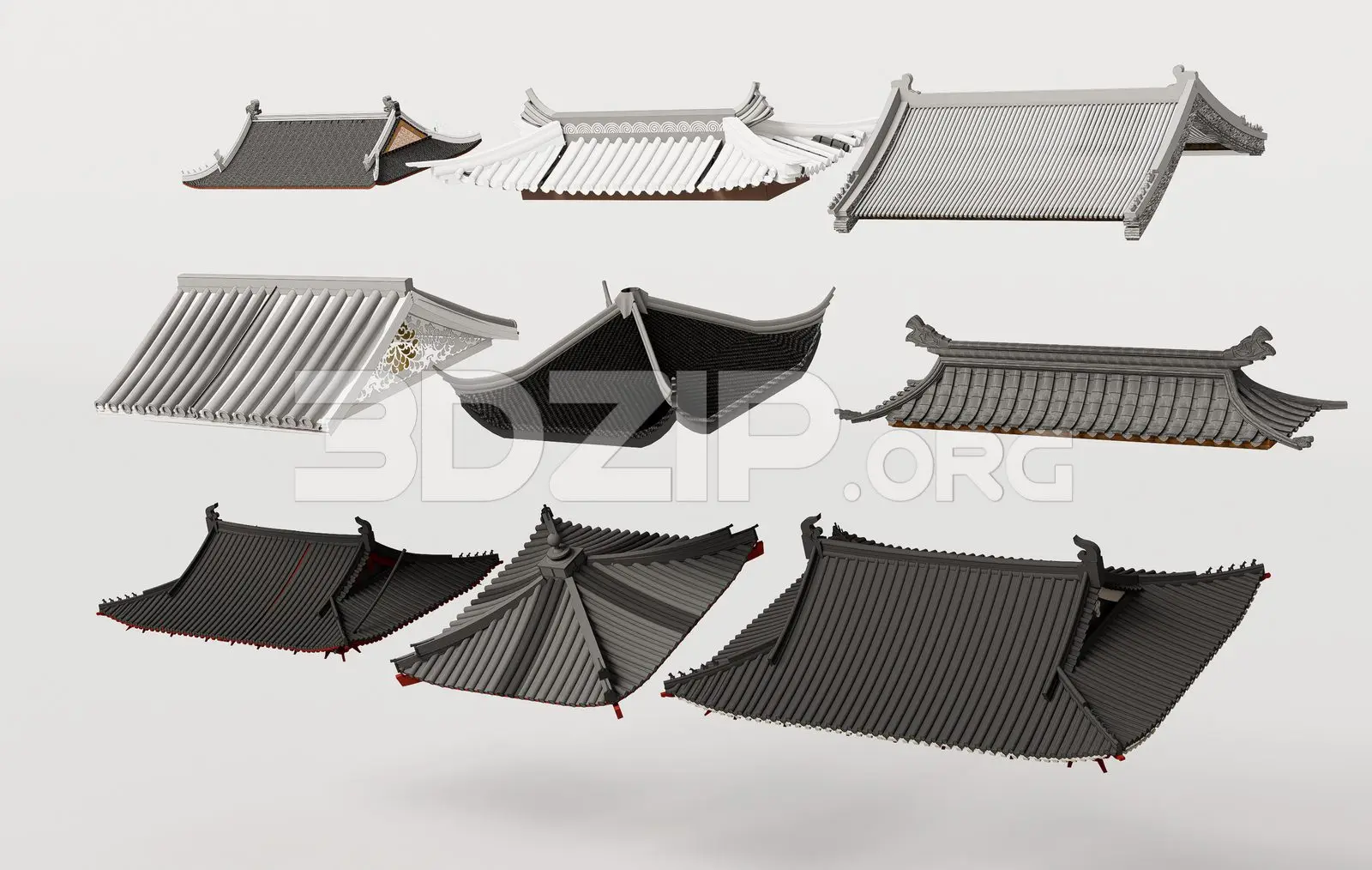 Traditional Asian Roof Collection — preview 1 (3dzip)