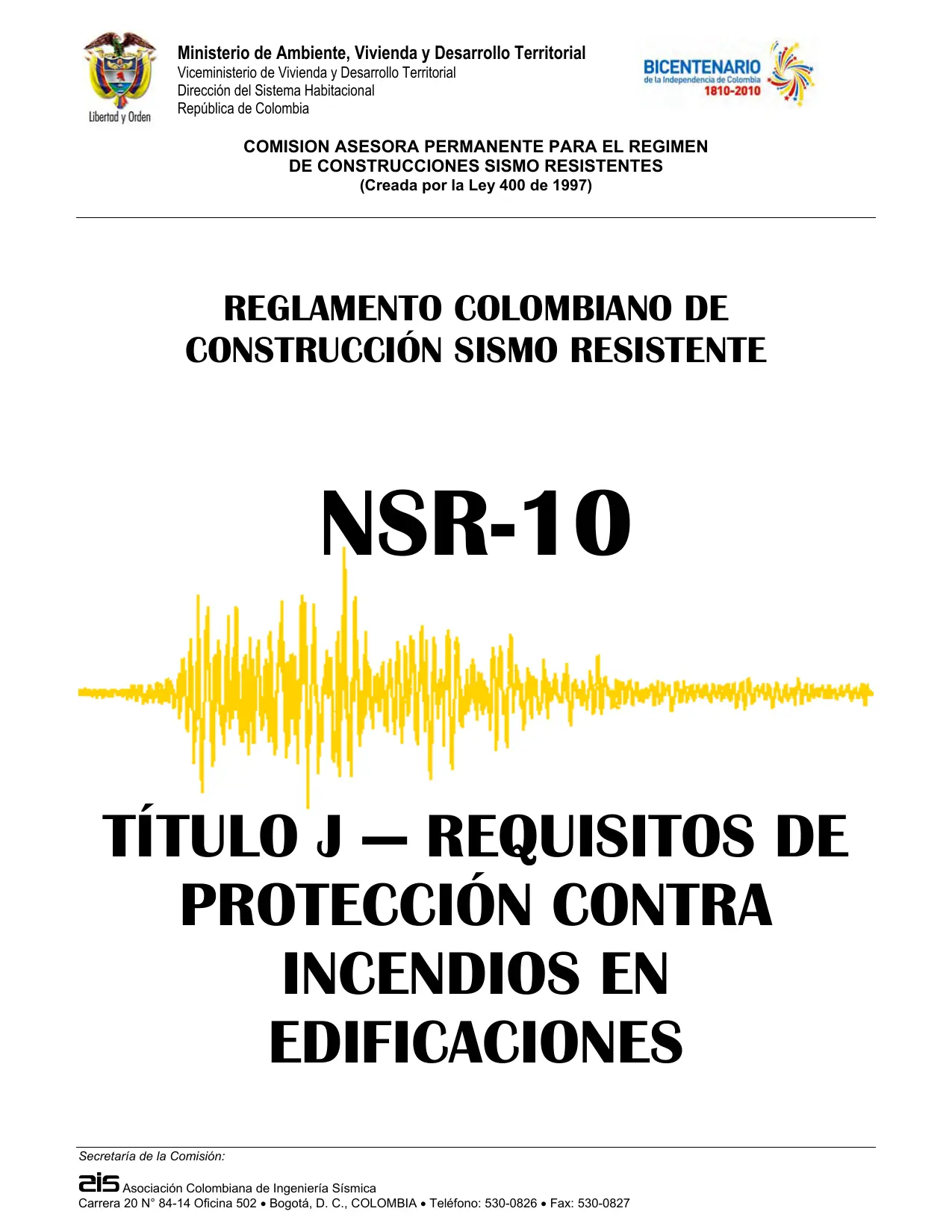 NSR-10 Título J: Requisitos de Protección contra Incendios